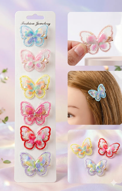 Fabric Butterfly Hair Clip for Girls & Women | Embroidered Butterfly Snap Hair Clip | Cute Korean Hair Accessories | Soft Fabric Hair Clip