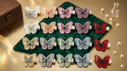 Fabric Butterfly Hair Clip for Girls & Women | Embroidered Butterfly Snap Hair Clip | Cute Korean Hair Accessories | Soft Fabric Hair Clip