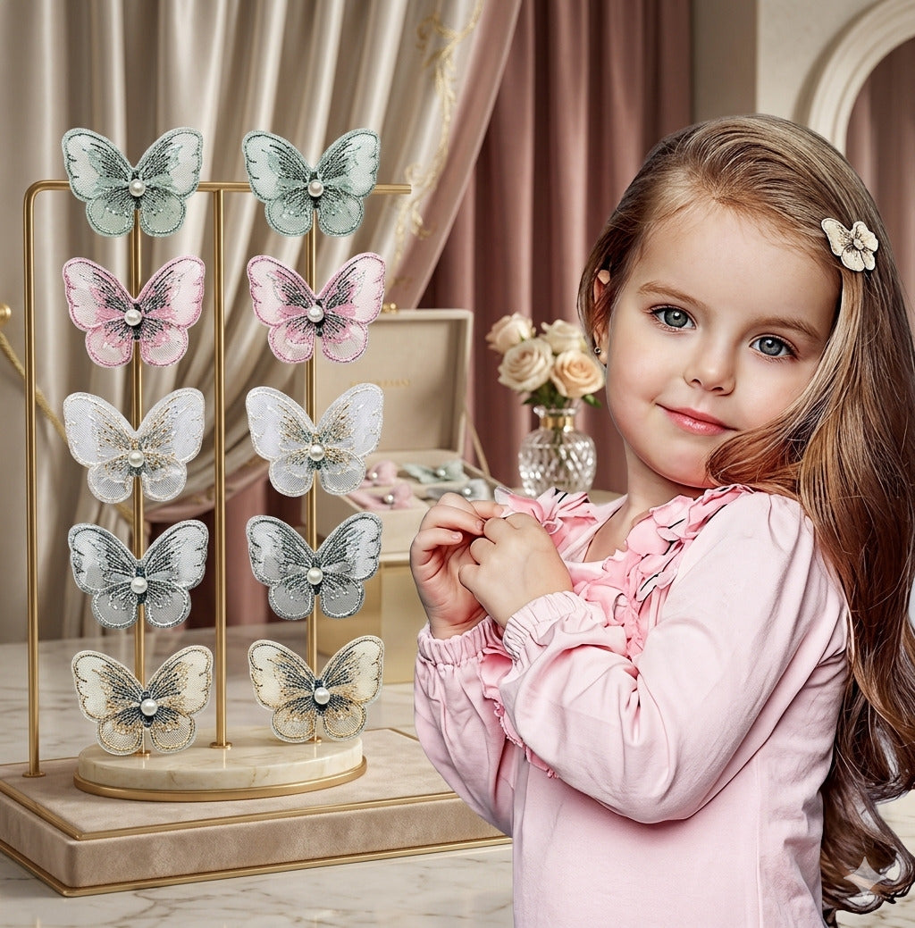 Fabric Butterfly Hair Clip for Girls & Women | Embroidered Butterfly Snap Hair Clip | Cute Korean Hair Accessories | Soft Fabric Hair Clip