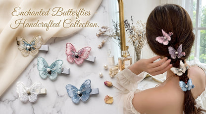 Fabric Butterfly Hair Clip for Girls & Women | Embroidered Butterfly Snap Hair Clip | Cute Korean Hair Accessories | Soft Fabric Hair Clip