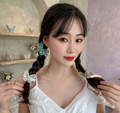 Fabric Butterfly Hair Clip for Girls & Women | Embroidered Butterfly Snap Hair Clip | Cute Korean Hair Accessories | Soft Fabric Hair Clip