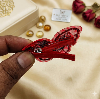 Fabric Butterfly Hair Clip for Girls & Women | Embroidered Butterfly Snap Hair Clip | Cute Korean Hair Accessories | Soft Fabric Hair Clip