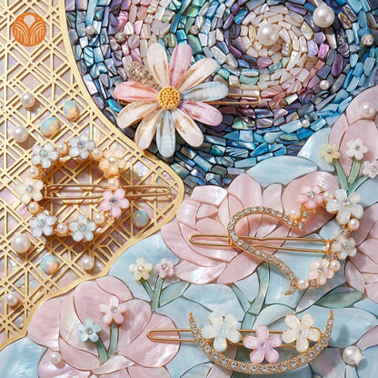Korean Floral Pearl Hair Pin Set for Women | Elegant Flower Snap Hair Clips | Stylish Korean Hair Accessories for Girls