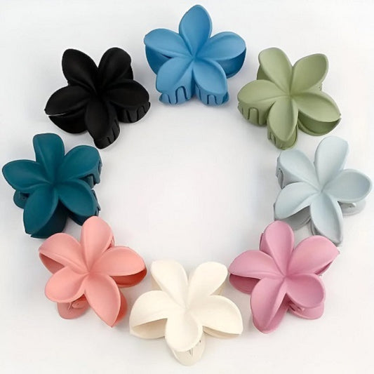 Matte Flower Hair Clutcher for Women & Girls – Strong Grip Stylish Hair Clips | Pack of 3 Multicolor Big Claw Clips