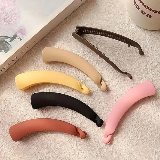 Freebies Matte Banana Hair Clip for Women & Girls, Foldable Hair Clutcher, Strong Hold Non Slip Banana Clip, Korean Style Ponytail Hair Catcher, Stylish Hair Accessories for Daily Wear