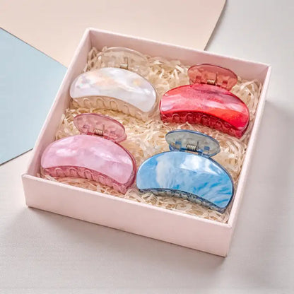 Freebies Galaxy Glitter Hair Claw Clips for Women & Girls, Korean Style Transparent Marble Hair Clutcher, Sparkling Strong Hold Jaw Clip, Trendy Acrylic Hair Accessories for Thick & Thin Hair, Bun & Daily Hairstyles