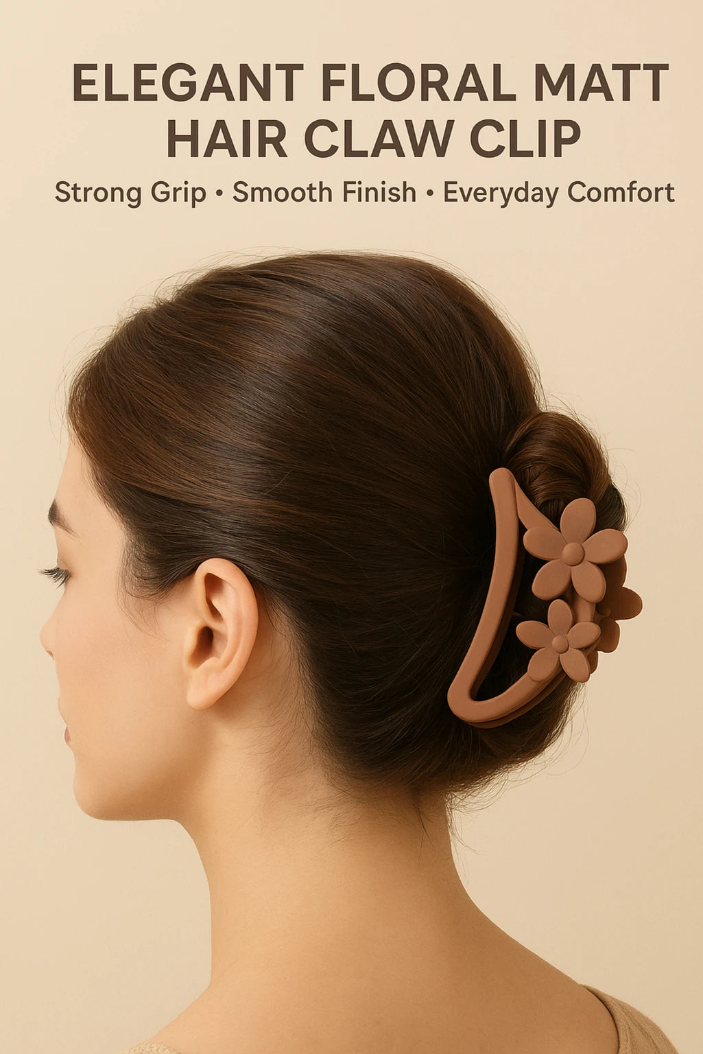 Freebies Floral Hair Claw Clip for Women & Girls, Korean Style Flower Hair Clutcher, Matte Hair Clutcher, Strong Hold Non Slip Jaw Clip, Stylish Hair Accessories for Bun & Daily Wear