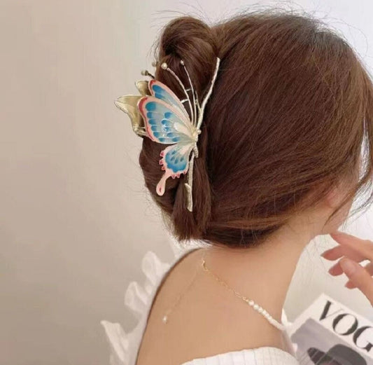 Freebies Drop Painted Butterfly Hair Claw Clip Korean Hair Accessories For Woman Girls Hair Claw  (Muliticolour)