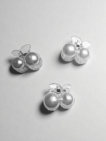 Pack of 3 White Cherry Hair Clutcher | Stylish Mini Hair Claw Clips | Strong Grip Durable Hair Accessories for Women & Girls | Perfect for Office, Party & Dailye Fashion Hairstyles