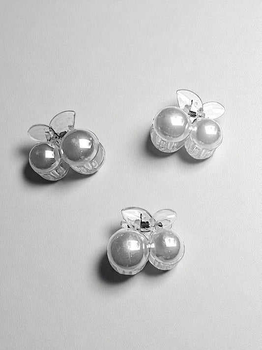 Pack of 3 White Cherry Hair Clutcher | Stylish Mini Hair Claw Clips | Strong Grip Durable Hair Accessories for Women & Girls | Perfect for Office, Party & Dailye Fashion Hairstyles