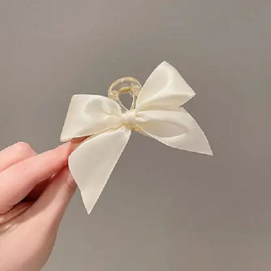 Freebies Satin Bow Hair Clutcher for Women & Girls | Korean Hair Claw Clip | Large Ribbon Bow Hair Clip | Acrylic Claw Clip | Elegant Hair Accessories | French Barrette | Ponytail Holder | Party Daily Wear